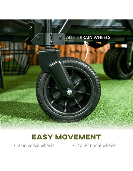 Outsunny Collapsible Outdoor Utility Wagon, Folding Garden Trolley Cart for Camping, Dark Grey 845-848V00CG - pic 98278 | FastDaddyshop
