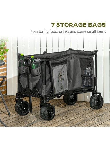 Outsunny Collapsible Outdoor Utility Wagon, Folding Garden Trolley Cart for Camping, Dark Grey 845-848V00CG