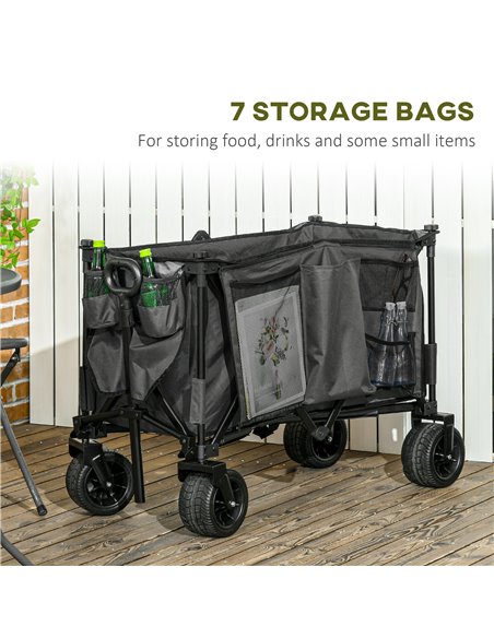 Outsunny Collapsible Outdoor Utility Wagon, Folding Garden Trolley Cart for Camping, Dark Grey 845-848V00CG - pic 98280 | FastDaddyshop