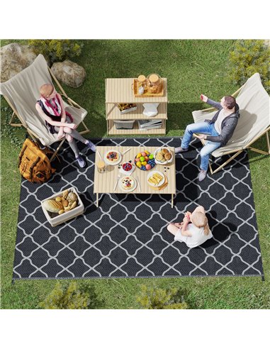 Outsunny Reversible Plastic Straw Outdoor Rug w/ Carry Bag & Ground Stakes, Ideal for Garden, RV, Picnic, Beach, Camping, 182x27