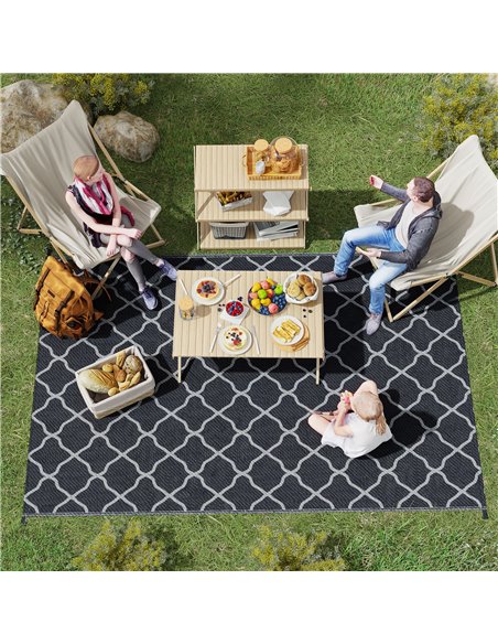 Outsunny Reversible Plastic Straw Outdoor Rug w/ Carry Bag & Ground Stakes, Ideal for Garden, RV, Picnic, Beach, Camping, 182x27 - pic 98292 | FastDaddyshop