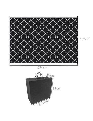 Outsunny Reversible Plastic Straw Outdoor Rug w/ Carry Bag & Ground Stakes, Ideal for Garden, RV, Picnic, Beach, Camping, 182x27