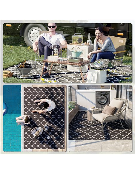 Outsunny Reversible Plastic Straw Outdoor Rug w/ Carry Bag & Ground Stakes, Ideal for Garden, RV, Picnic, Beach, Camping, 182x27 - pic 98295 | FastDaddyshop