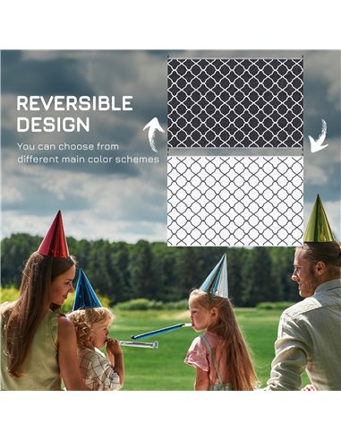 Outsunny Reversible Plastic Straw Outdoor Rug w/ Carry Bag & Ground Stakes, Ideal for Garden, RV, Picnic, Beach, Camping, 182x27