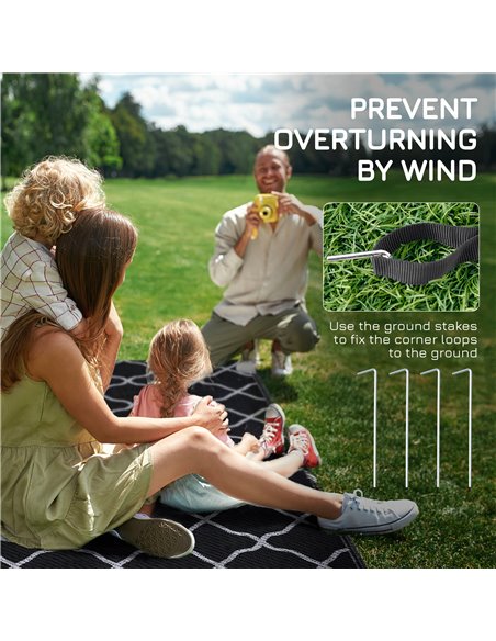 Outsunny Reversible Plastic Straw Outdoor Rug w/ Carry Bag & Ground Stakes, Ideal for Garden, RV, Picnic, Beach, Camping, 182x27 - pic 98298 | FastDaddyshop