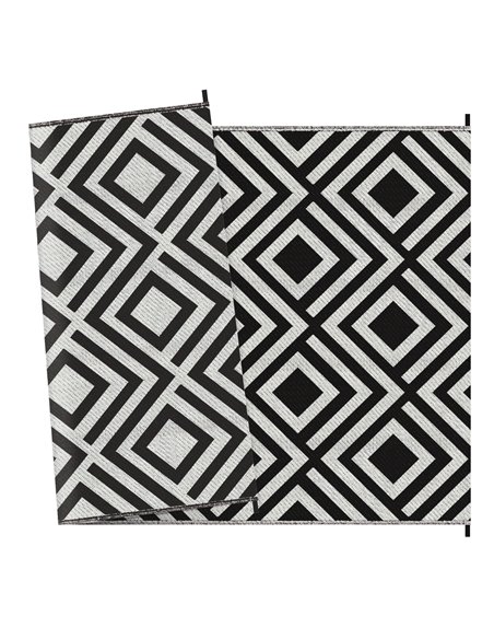 Outsunny Reversible Outdoor Mat, Plastic Straw Rug with Carry Bag & Ground Stakes, Black and White Rhombus, 182x274cm 844-637V01 - pic 98300 | FastDaddyshop