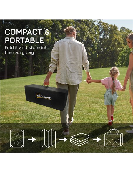 Outsunny Reversible Outdoor Mat, Plastic Straw Rug with Carry Bag & Ground Stakes, Black and White Rhombus, 182x274cm 844-637V01 - pic 98305 | FastDaddyshop