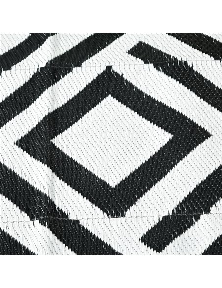 Outsunny Reversible Outdoor Mat, Plastic Straw Rug with Carry Bag & Ground Stakes, Black and White Rhombus, 182x274cm 844-637V01 - pic 98308 | FastDaddyshop