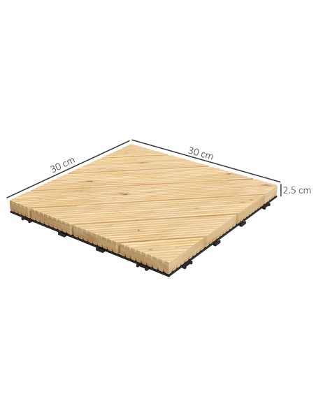 Outsunny 9 Pcs Garden Decking Tiles Wooden Outdoor Flooring Tiles for Patio, Balcony, Terrace, Hot Tub, Yellow 844-745V00YL - pic 98329 | FastDaddyshop
