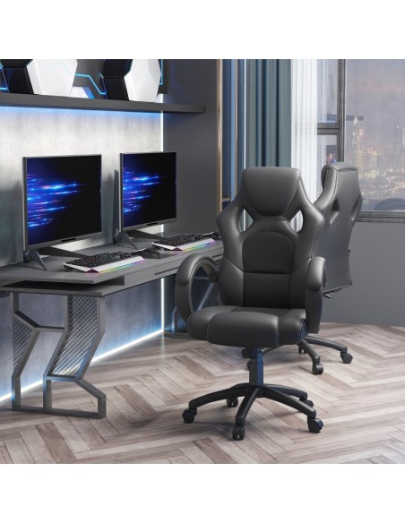Homcom High-Back Office Computer Gaming Chair with Wheels, Black - pic 9833 | FastDaddyshop
