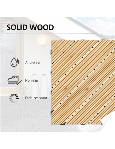 Outsunny 9 Pcs Garden Decking Tiles Wooden Outdoor Flooring Tiles for Patio, Balcony, Terrace, Hot Tub, Yellow 844-745V00YL - pic 98330 | FastDaddyshop