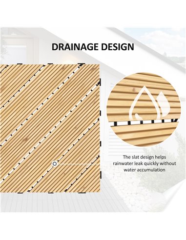 Outsunny 9 Pcs Garden Decking Tiles Wooden Outdoor Flooring Tiles for Patio, Balcony, Terrace, Hot Tub, Yellow 844-745V00YL