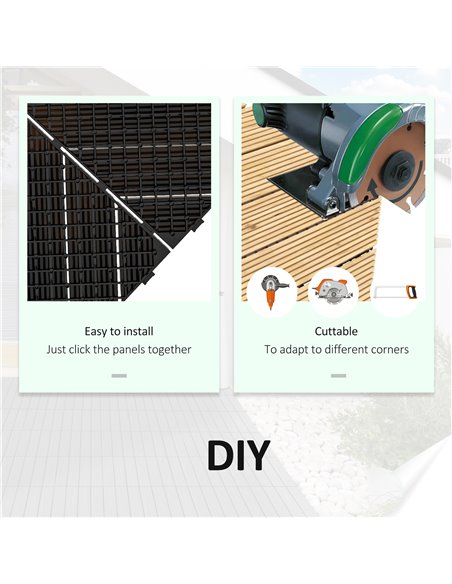 Outsunny 9 Pcs Garden Decking Tiles Wooden Outdoor Flooring Tiles for Patio, Balcony, Terrace, Hot Tub, Yellow 844-745V00YL - pic 98332 | FastDaddyshop