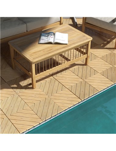 Outsunny 9 Pcs Garden Decking Tiles Wooden Outdoor Flooring Tiles for Patio, Balcony, Terrace, Hot Tub, Yellow 844-745V00YL