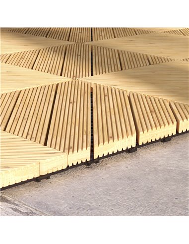 Outsunny 9 Pcs Garden Decking Tiles Wooden Outdoor Flooring Tiles for Patio, Balcony, Terrace, Hot Tub, Yellow 844-745V00YL