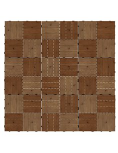 Outsunny 9 Pcs Garden Decking Tiles Wooden Outdoor Flooring Tiles for Patio, Balcony, Terrace, Hot Tub, Brown 844-740V00BN
