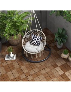 Outsunny 9 Pcs Garden Decking Tiles Wooden Outdoor Flooring Tiles for Patio, Balcony, Terrace, Hot Tub, Brown 844-740V00BN 2