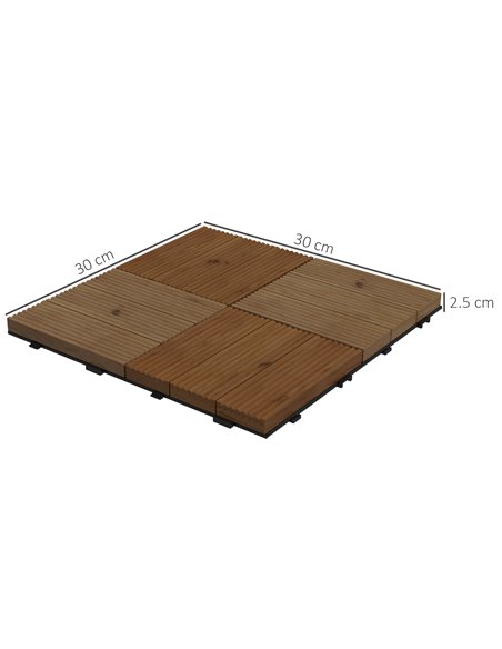 Outsunny 9 Pcs Garden Decking Tiles Wooden Outdoor Flooring Tiles for Patio, Balcony, Terrace, Hot Tub, Brown 844-740V00BN - pic 98338 | FastDaddyshop