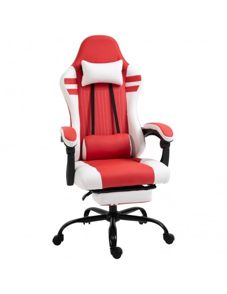 Vinsetto PU Leather Ergonomic Reclining Gaming Chair with Retractable Footrest Red&White - pic 9834 | FastDaddyshop