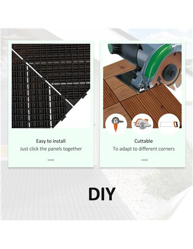 Outsunny 9 Pcs Garden Decking Tiles Wooden Outdoor Flooring Tiles for Patio, Balcony, Terrace, Hot Tub, Brown 844-740V00BN