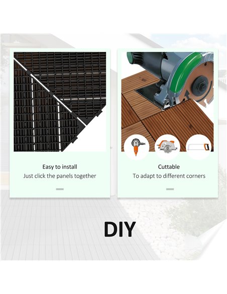 Outsunny 9 Pcs Garden Decking Tiles Wooden Outdoor Flooring Tiles for Patio, Balcony, Terrace, Hot Tub, Brown 844-740V00BN - pic 98341 | FastDaddyshop