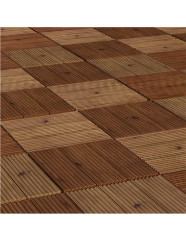 Outsunny 9 Pcs Garden Decking Tiles Wooden Outdoor Flooring Tiles for Patio, Balcony, Terrace, Hot Tub, Brown 844-740V00BN