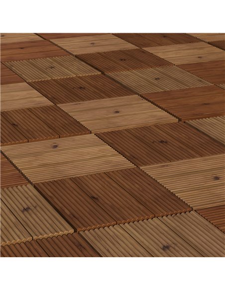 Outsunny 9 Pcs Garden Decking Tiles Wooden Outdoor Flooring Tiles for Patio, Balcony, Terrace, Hot Tub, Brown 844-740V00BN - pic 98342 | FastDaddyshop