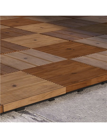 Outsunny 9 Pcs Garden Decking Tiles Wooden Outdoor Flooring Tiles for Patio, Balcony, Terrace, Hot Tub, Brown 844-740V00BN - pic 98344 | FastDaddyshop