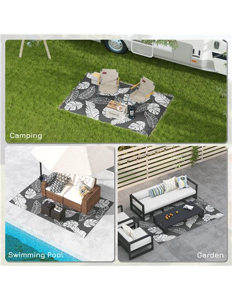 Outsunny Plastic Straw Reversible RV Outdoor Rug with Carry Bag, 182 x 274cm, Grey and White 844-790V00MX - pic 98367 | FastDaddyshop