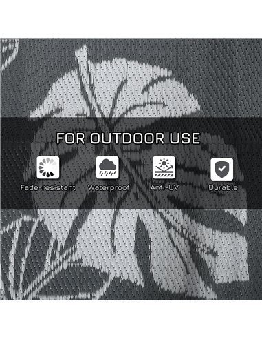 Outsunny Plastic Straw Reversible RV Outdoor Rug with Carry Bag, 182 x 274cm, Grey and White 844-790V00MX