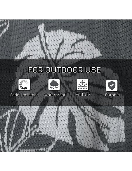 Outsunny Plastic Straw Reversible RV Outdoor Rug with Carry Bag, 182 x 274cm, Grey and White 844-790V00MX - pic 98368 | FastDaddyshop