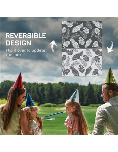 Outsunny Plastic Straw Reversible RV Outdoor Rug with Carry Bag, 182 x 274cm, Grey and White 844-790V00MX