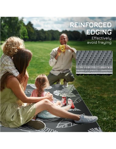 Outsunny Plastic Straw Reversible RV Outdoor Rug with Carry Bag, 182 x 274cm, Grey and White 844-790V00MX