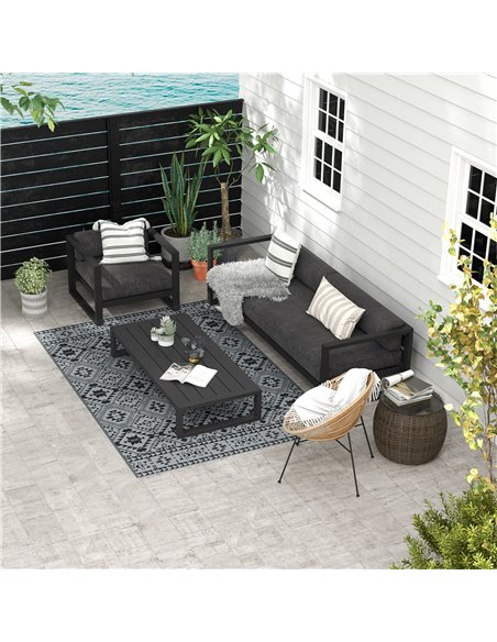 Outsunny Reversible RV Outdoor Rug, Plastic Straw, with Carry Bag, 182 x 274cm, Black and Grey 844-783V00MX - pic 98382 | FastDaddyshop