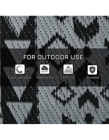 Outsunny Reversible RV Outdoor Rug, Plastic Straw, with Carry Bag, 182 x 274cm, Black and Grey 844-783V00MX