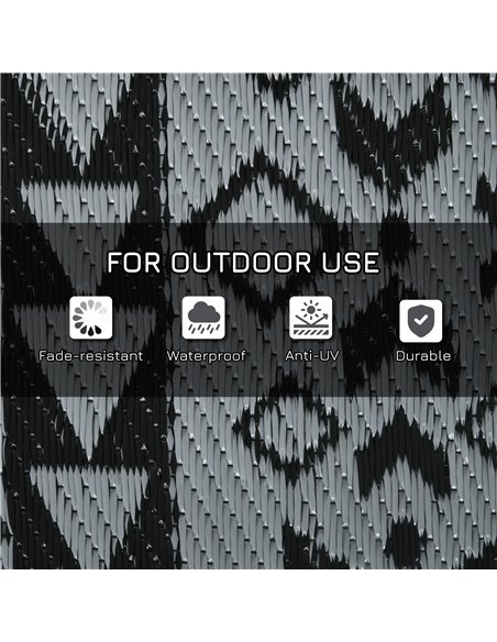 Outsunny Reversible RV Outdoor Rug, Plastic Straw, with Carry Bag, 182 x 274cm, Black and Grey 844-783V00MX - pic 98386 | FastDaddyshop