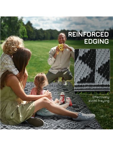 Outsunny Reversible RV Outdoor Rug, Plastic Straw, with Carry Bag, 182 x 274cm, Black and Grey 844-783V00MX