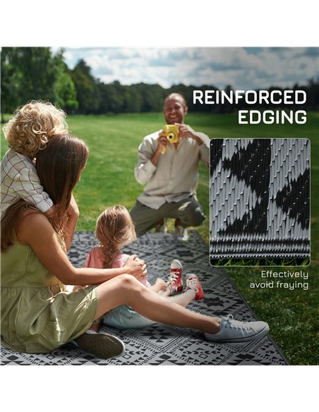Outsunny Reversible RV Outdoor Rug, Plastic Straw, with Carry Bag, 182 x 274cm, Black and Grey 844-783V00MX - pic 98388 | FastDaddyshop