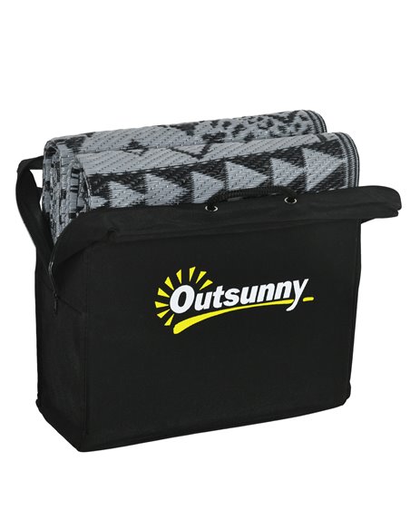 Outsunny Reversible RV Outdoor Rug, Plastic Straw, with Carry Bag, 182 x 274cm, Black and Grey 844-783V00MX - pic 98389 | FastDaddyshop
