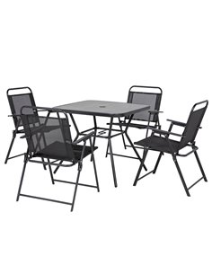 Outsunny Five-Piece Metal Frame Garden Dining Set 84G-253V00BK