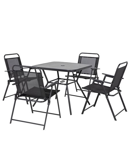 Outsunny Five-Piece Metal Frame Garden Dining Set 84G-253V00BK - pic 98399 | FastDaddyshop