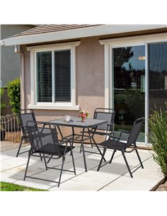 Outsunny Five-Piece Metal Frame Garden Dining Set 84G-253V00BK 2