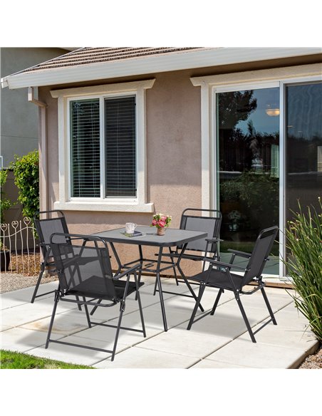 Outsunny Five-Piece Metal Frame Garden Dining Set 84G-253V00BK - pic 98400 | FastDaddyshop