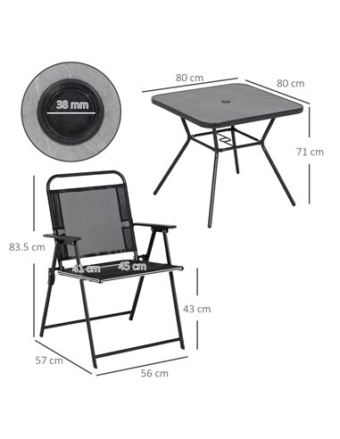 Outsunny Five-Piece Metal Frame Garden Dining Set 84G-253V00BK