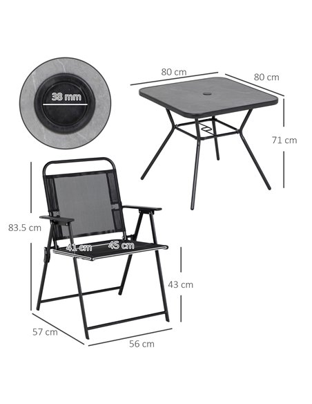Outsunny Five-Piece Metal Frame Garden Dining Set 84G-253V00BK - pic 98401 | FastDaddyshop