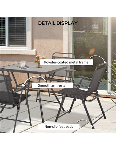 Outsunny Five-Piece Metal Frame Garden Dining Set 84G-253V00BK