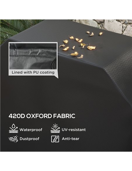 Outsunny Protective Grill Cover, 147 x 61cm, Durable Plastic Coated, Weather-Resistant, Black 84G-465V01BK - pic 98438 | FastDaddyshop