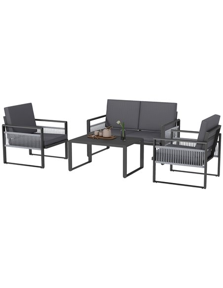 Outsunny Four-Piece Aluminium Garden Dining Set, with Cushions 84G-425V00CG - pic 98444 | FastDaddyshop