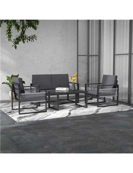 Outsunny Four-Piece Aluminium Garden Dining Set, with Cushions 84G-425V00CG - pic 98445 | FastDaddyshop