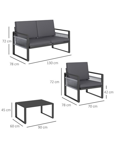 Outsunny Four-Piece Aluminium Garden Dining Set, with Cushions 84G-425V00CG - pic 98446 | FastDaddyshop